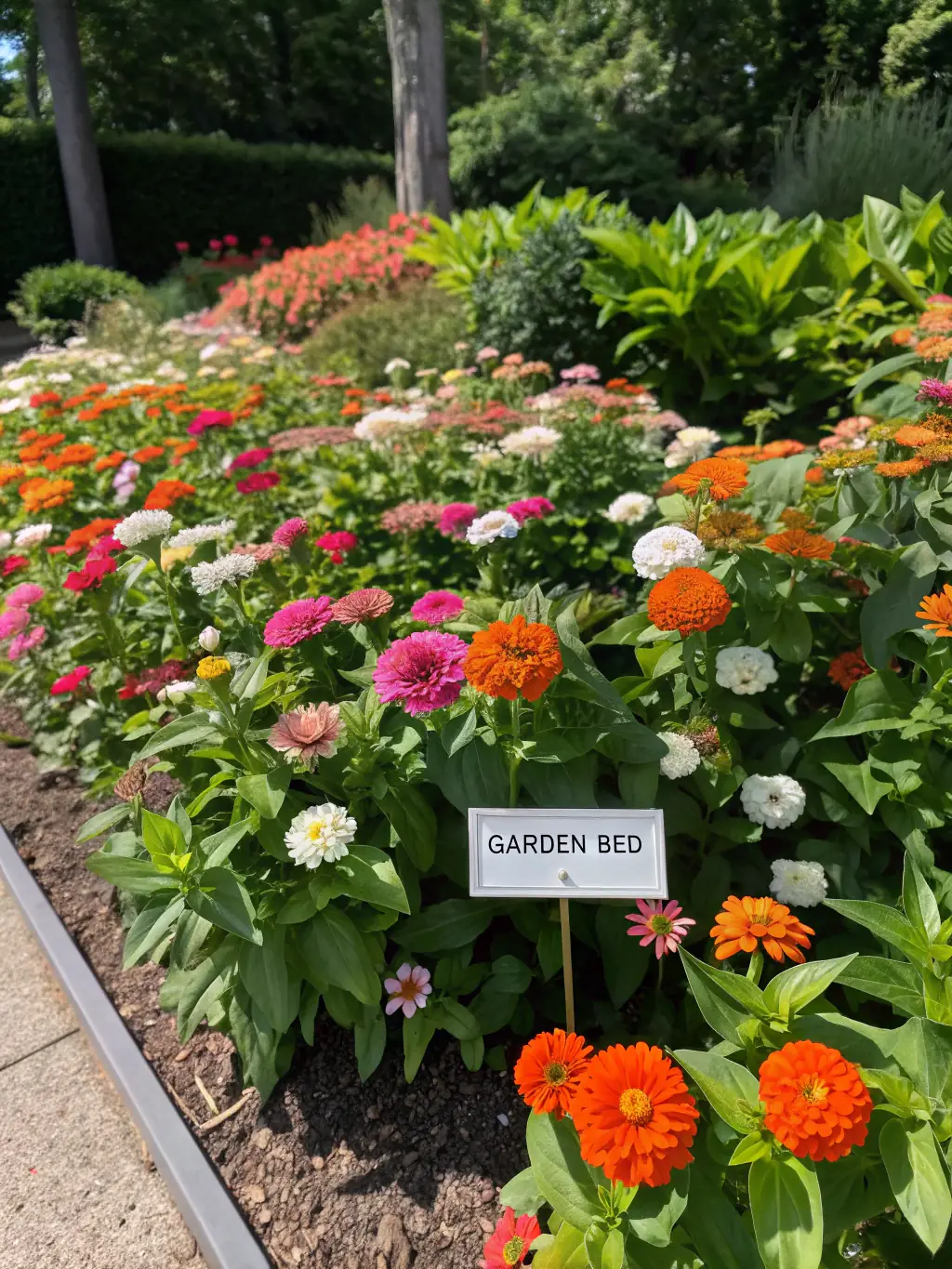 A well-maintained garden bed with vibrant flowers and healthy plants, showcasing RADO's garden maintenance expertise.